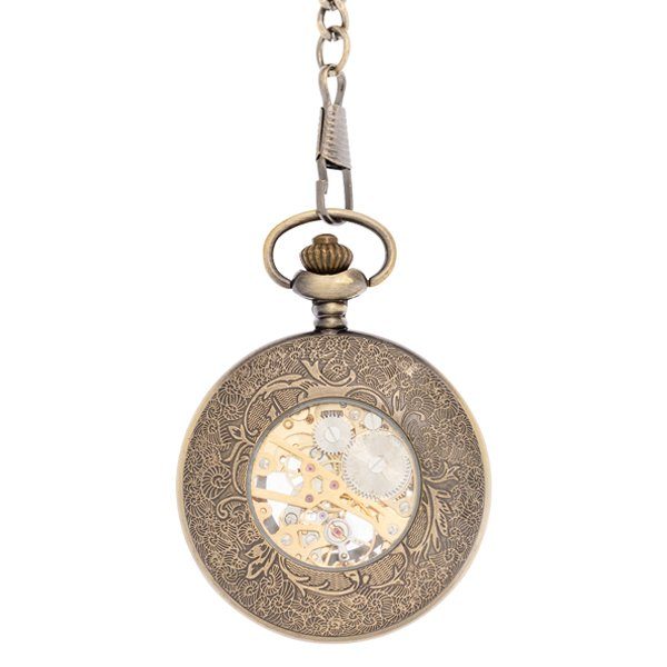 Back-12 Brass Intricate Half Hunter Pocket Watch