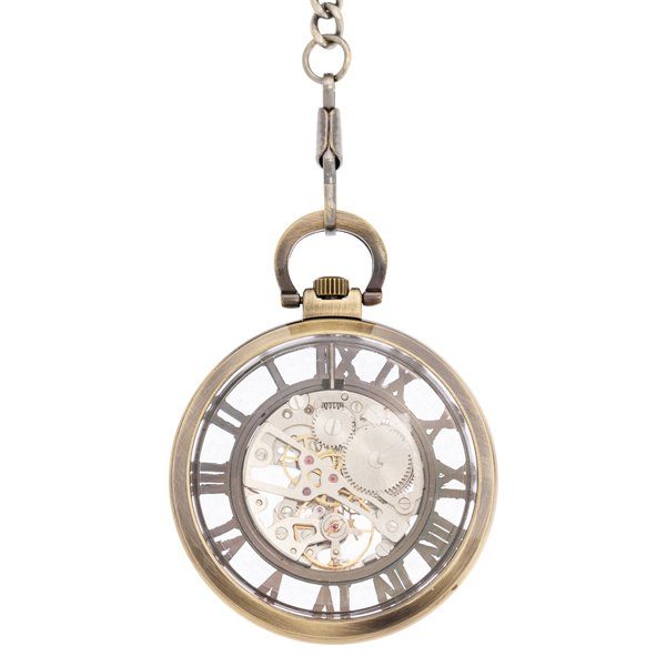 Back-22 Silver And Brass Roman Numeral Pocket Watch