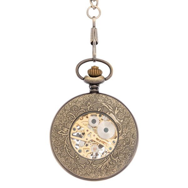 Back-28 Brass Roman Numeral Inner Ring Half Hunter Pocket Watch