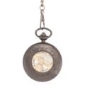 Dark Metal Half Hunter See-through Pocket Watch