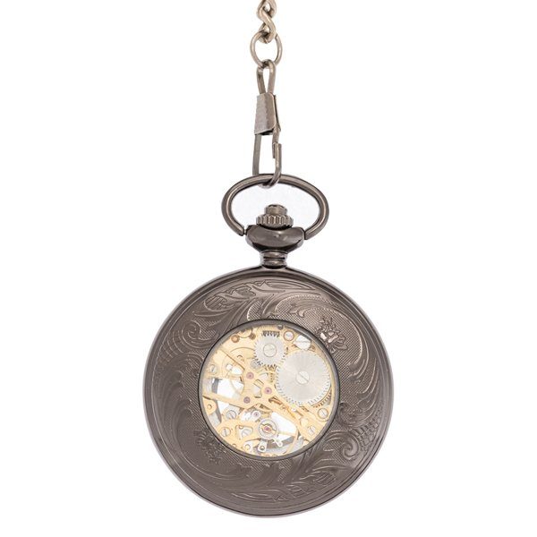 Back-51 Dark Metal Half Hunter See-through Pocket Watch