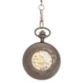 Dark Metal Multi-patterned Half Hunter Pocket Watch