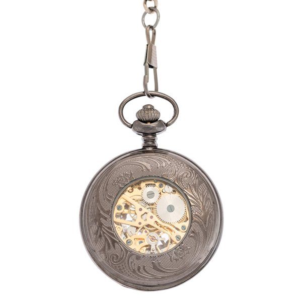 Back-58 Ferris Wheel Dark Metal Half Hunter Pocket Watch