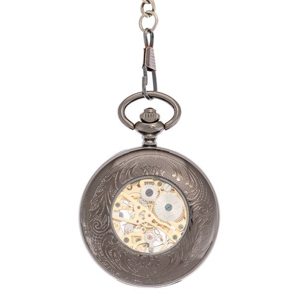 Back-64 Big Black Numbers Half Hunter Pocket Watch