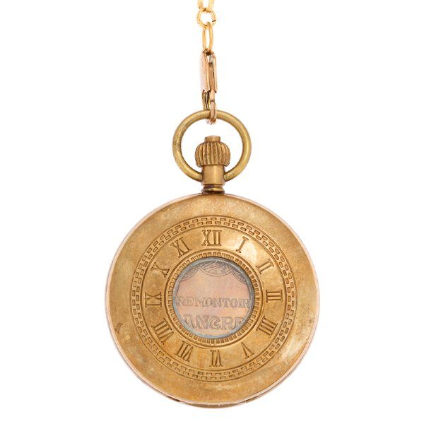 Back-92 Classic Antique Finish Gold Half Hunter Pocket Watch