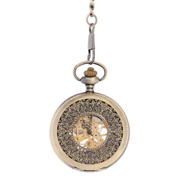Front-12 Brass Intricate Half Hunter Pocket Watch