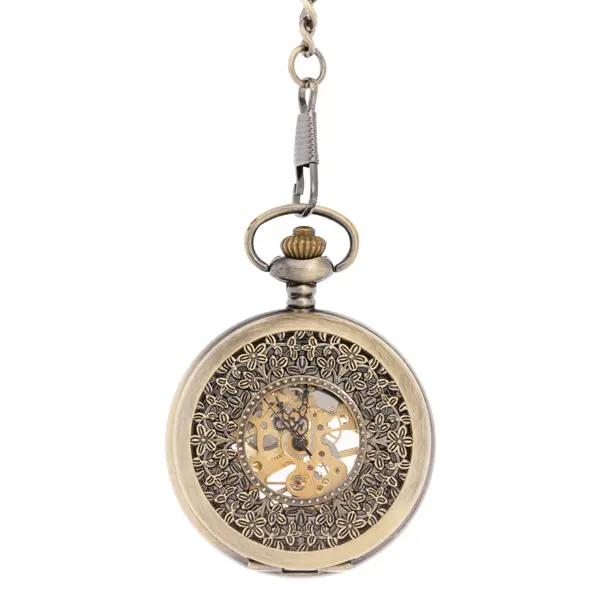 Brass Intricate Half Hunter Pocket Watch