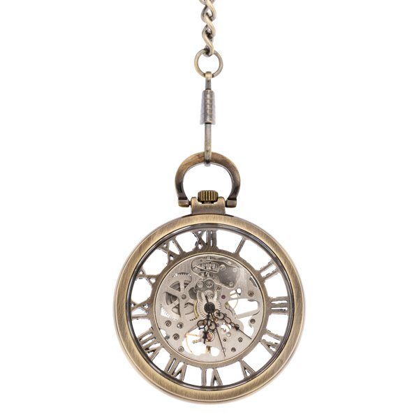Front-22 Silver And Brass Roman Numeral Pocket Watch