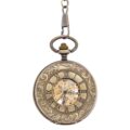 Brass Roman Numeral Inner Ring Half Hunter Pocket Watch
