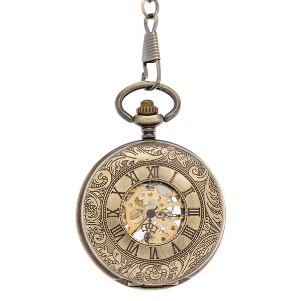 Brass Roman Numeral Inner Ring Half Hunter Pocket Watch