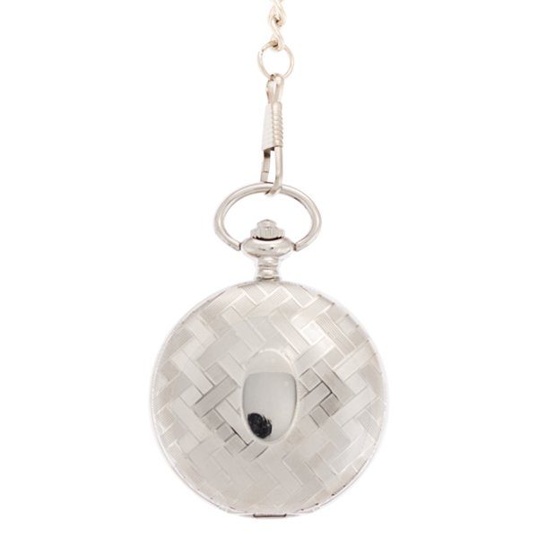 Silver Cross Hatch Hunter Pocket Watch