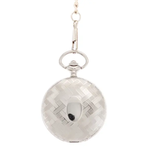 Silver Cross Hatch Hunter Pocket Watch