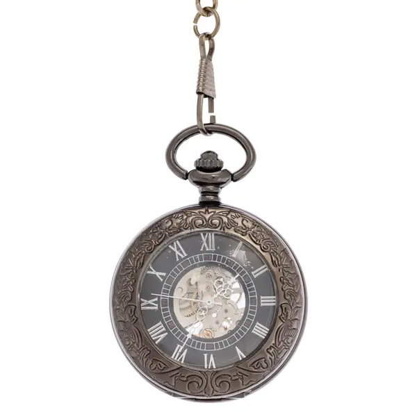 Dark Metal Black Face Half Hunter Pocket Watch