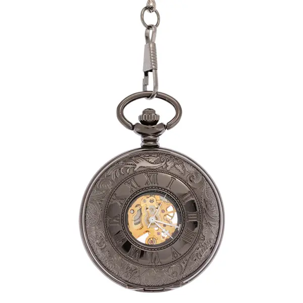 Dark Metal Swirl Half Hunter Pocket Watch