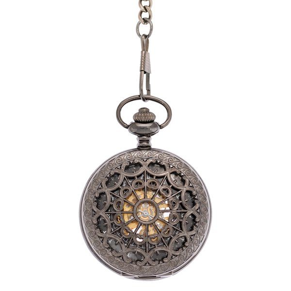 Front-58 Ferris Wheel Dark Metal Half Hunter Pocket Watch