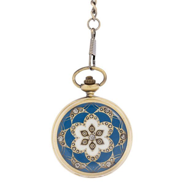 Front-6 Hunter Pocket Watch Covered In Blue And Simulated Diamonds