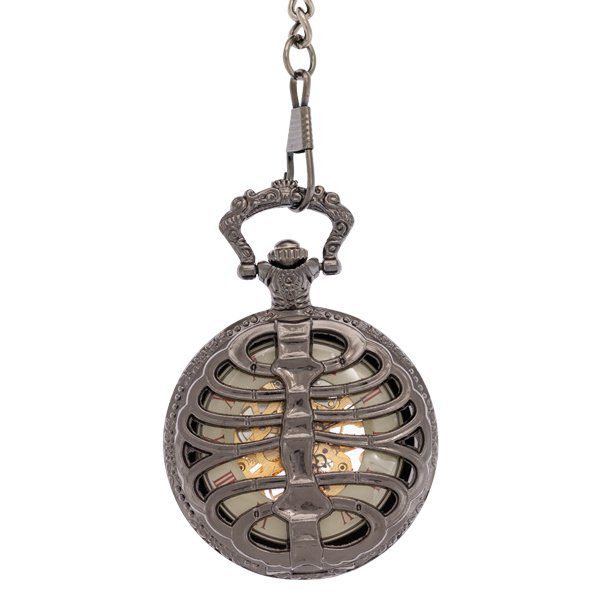 Front-60 Dark Metal Ribcage Half Hunter Pocket Watch