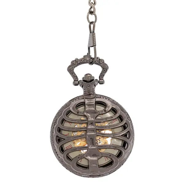 Dark Metal Ribcage Half Hunter Pocket Watch