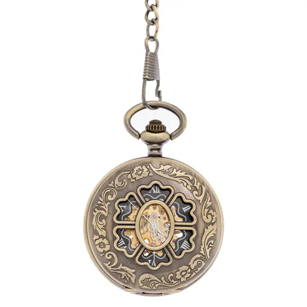 Oval Center Flower Half Hunter Pocket Watch