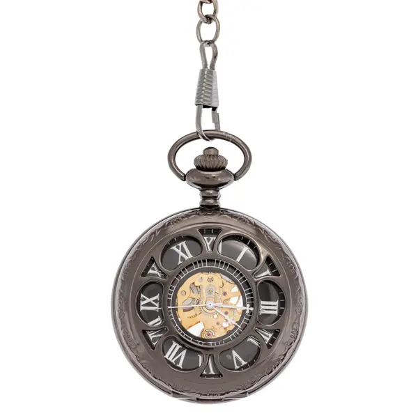 Black Daisy With Triangles Half Hunter Pocket Watch