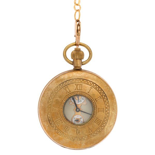 Front-92 Classic Antique Finish Gold Half Hunter Pocket Watch