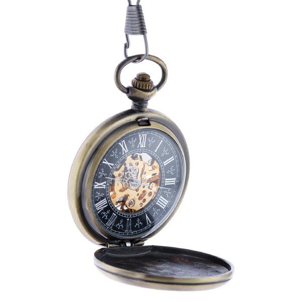 Orange And White Flower Burst Hunter Pocket Watch