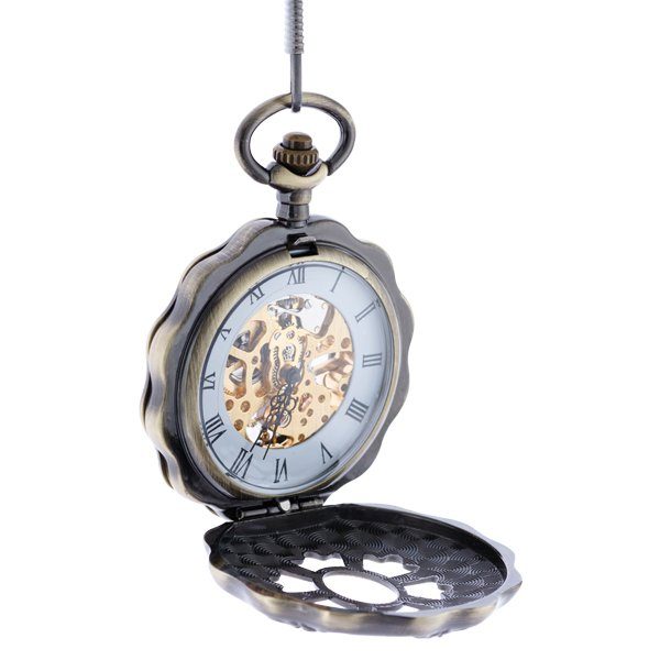 Oblique-16 Brass Rose Petal Half Hunter Pocket Watch