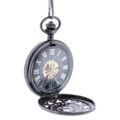 Dark Metal Multi-patterned Half Hunter Pocket Watch