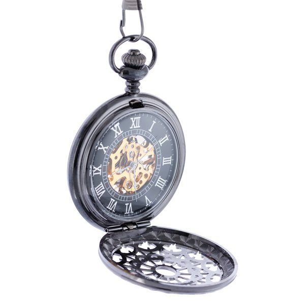 Oblique-58 Ferris Wheel Dark Metal Half Hunter Pocket Watch