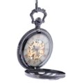 Dark Metal Ribcage Half Hunter Pocket Watch