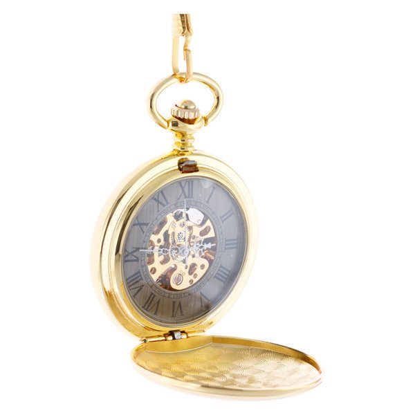 Oblique-8 Smooth Gold Full Hunter Pocket Watch