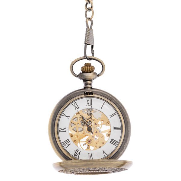 Open-12 Brass Intricate Half Hunter Pocket Watch