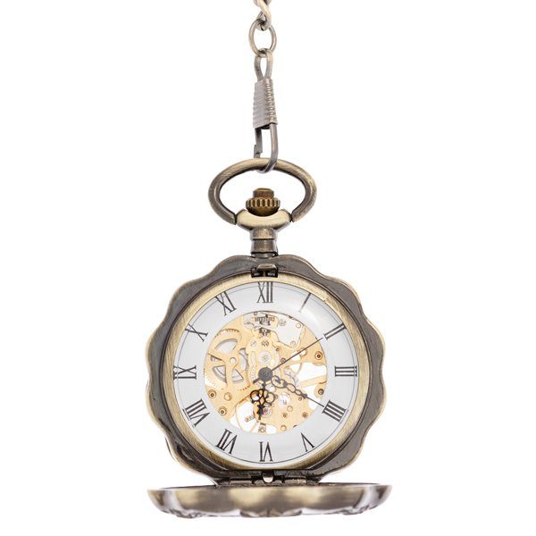 Open-16 Brass Rose Petal Half Hunter Pocket Watch