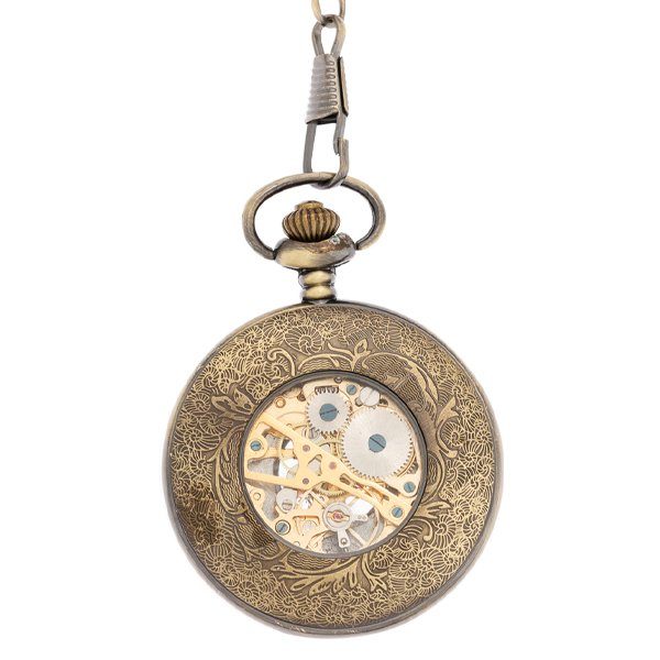 Back-35s Brass Wheat and Grass Half Hunter Pocket Watch