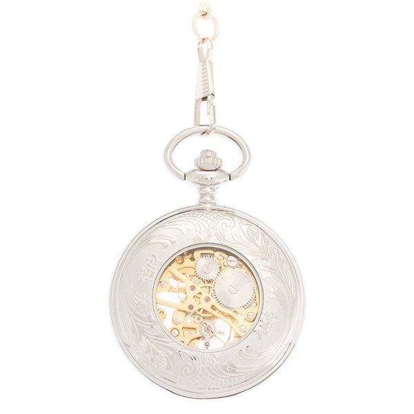 Frosted Silver Roman Numeral Half Hunter Pocket Watch