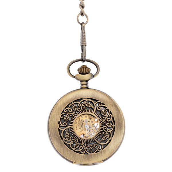 Front-35 (2) Brass Wheat and Grass Half Hunter Pocket Watch
