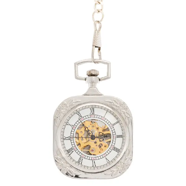 Frosted Silver SquarePocket Watch
