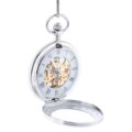 Frosted Silver Roman Numeral Half Hunter Pocket Watch