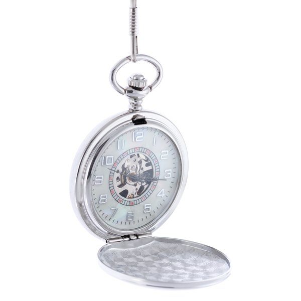 Oblique-42s Silver Dome Hunter Pocket Watch