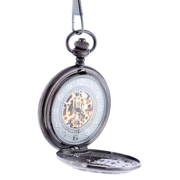 Oblique-63 Dark Metal Intricate Framing Half Hunter Pocket Watch