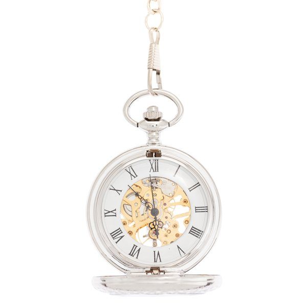 Frosted Silver Roman Numeral Half Hunter Pocket Watch