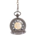 Dark Metal Half Hunter See-through Pocket Watch