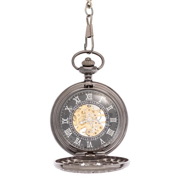 Open-58s Ferris Wheel Dark Metal Half Hunter Pocket Watch