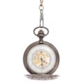 Dark Metal Intricate Framing Half Hunter Pocket Watch