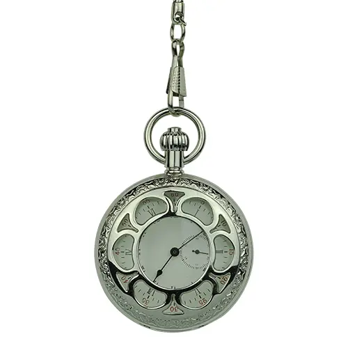 Silver Flower Hunter Pocket Watch