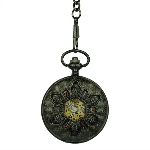 Black Snowflake Hunter Pocket Watch