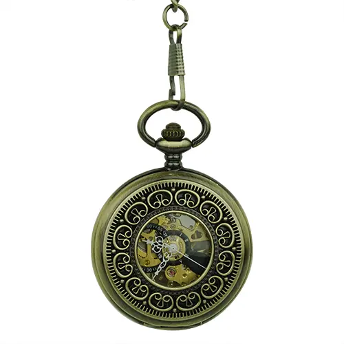 Brass Greek Symbol Half Hunter Pocket Watch