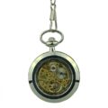 Silver Gear Open Dial Pocket Watch