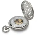 Intricate Patterned Silver Half Hunter Pocket Watch