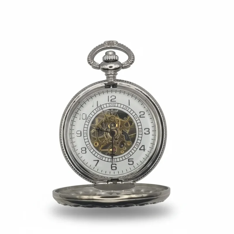 FAC-011-pocket-watch-1 Intricate Rose Half Hunter Pocket Watch